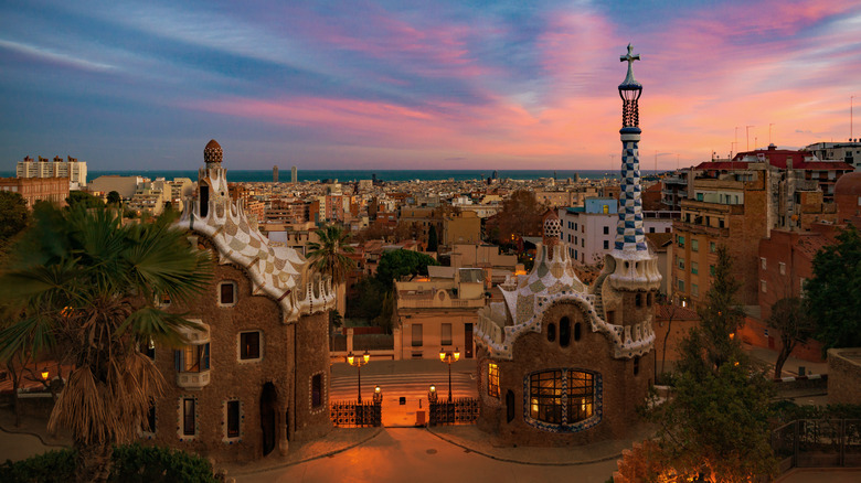 Park Guell at sunset
