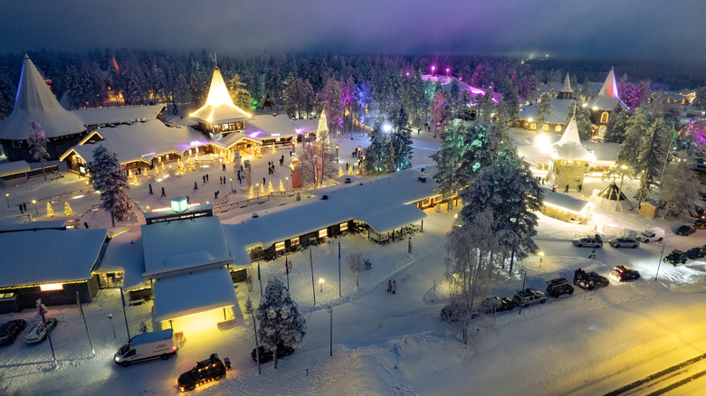 View of the Lapland winter landscape from above