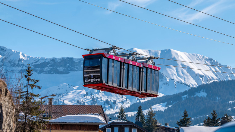 Cable car in Megève in winter
