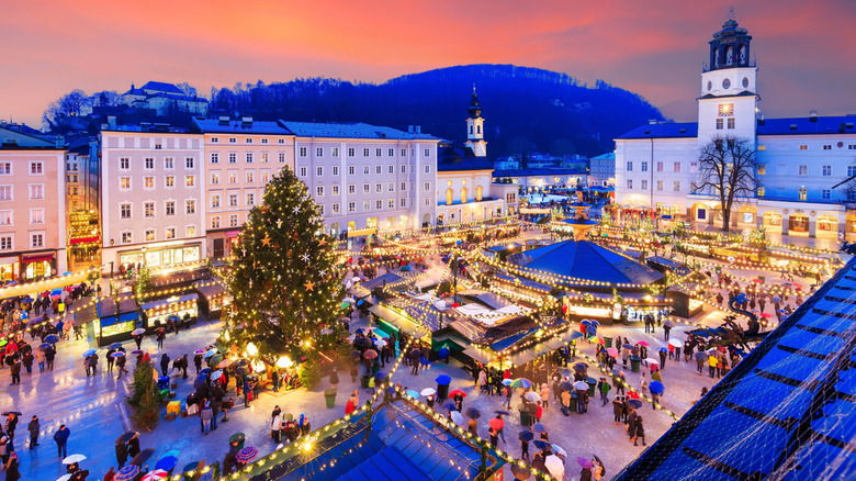 Salzburg Christmas market from above