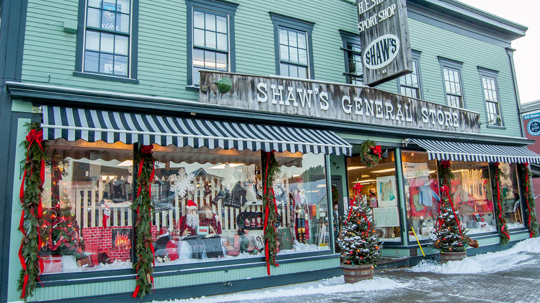 Shaw's General Store outdoor facade in winter