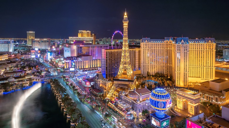 Las Vegas Strip from above at night
