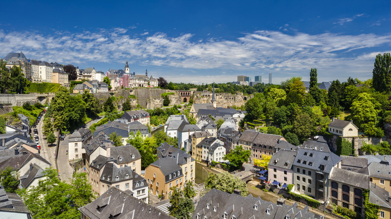 Luxembourg City from above on sunny day