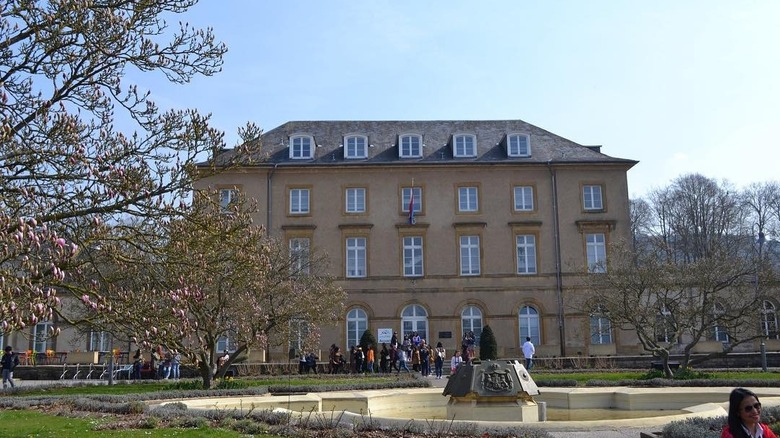 Exterior facade of Walferdange Castle from afar