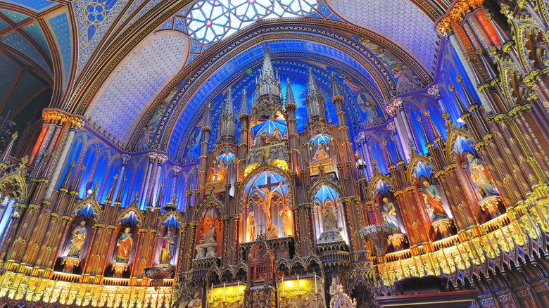 mosaic walls of the basilica's dome from the interior