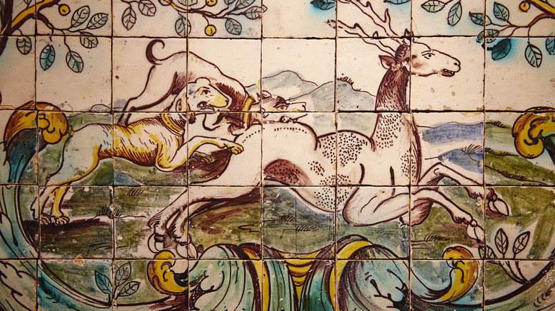 A historic tile scene at the National Tile Museum, Lisbon