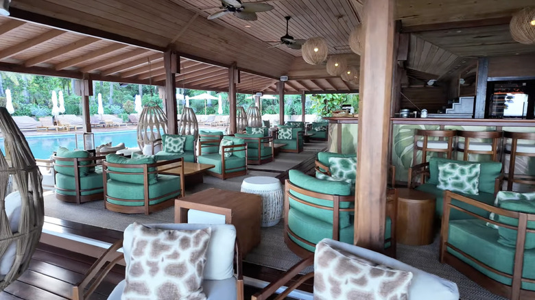 A bar and lounge area at Hermitage Bay Resort in Antigua