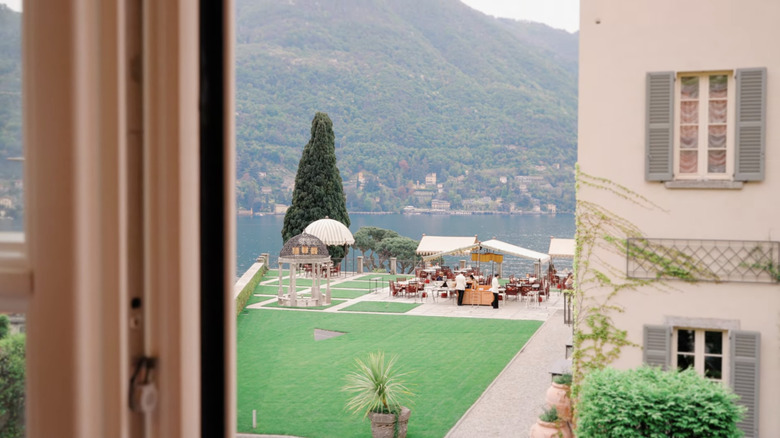 A view toward Lake Como from inside of Passalacqua, Italy