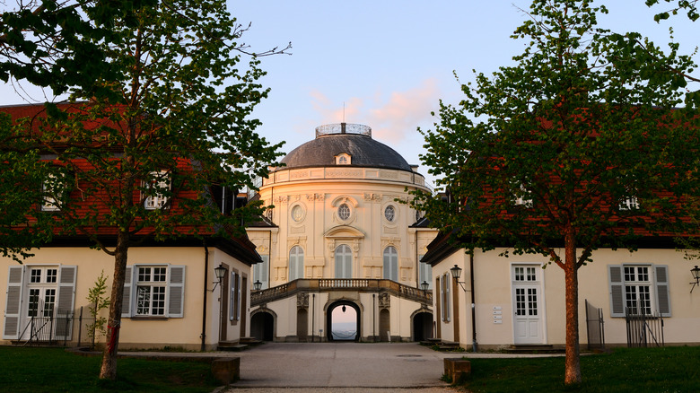 Schloss Solitude through the trees in Stuttgart