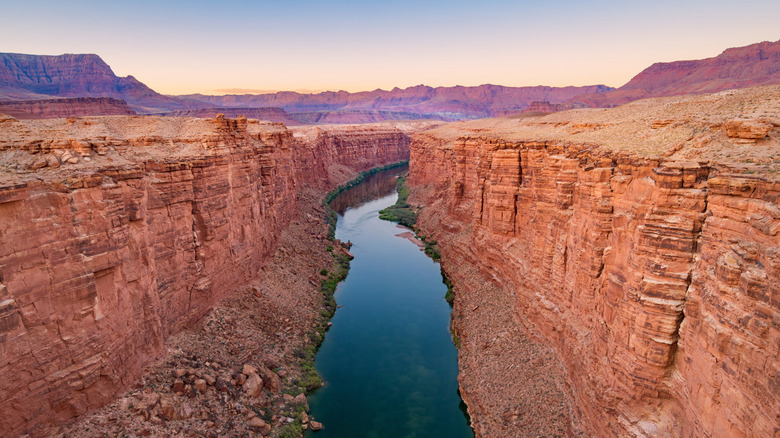aerial view of the Colorado River carving Marble Canyon