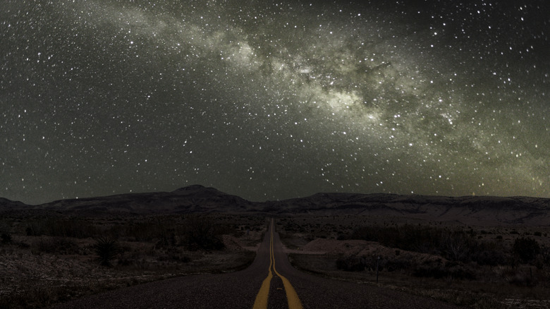 The Milky Way over a road in Texas