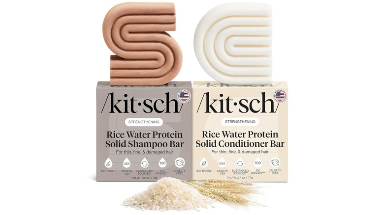 Kitsch rice water protein solid shampoo and conditioner bars from Amazon