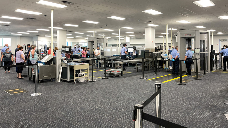 The security area at SFB Orlando Sanford International Airport