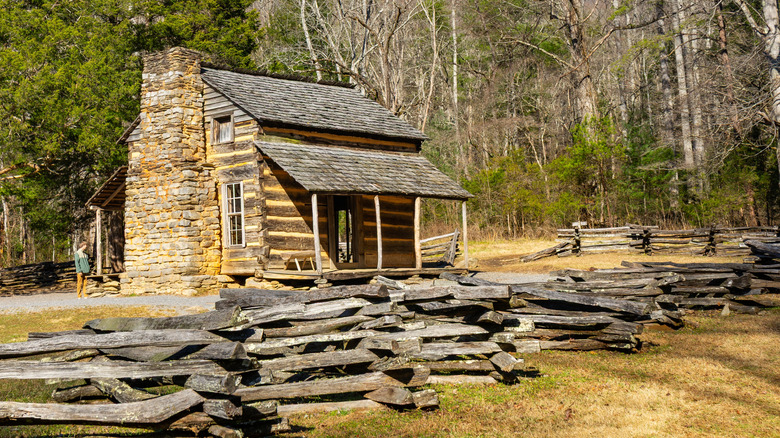 Historic John Oliver cabin in the Cades Cove area of the Great Smoky Mountains National Park near Townsend, Tennessee