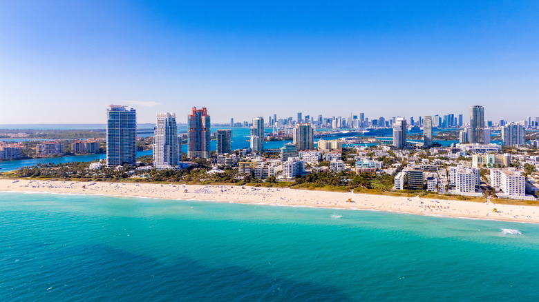 The skyline of Miami Beach, Florida