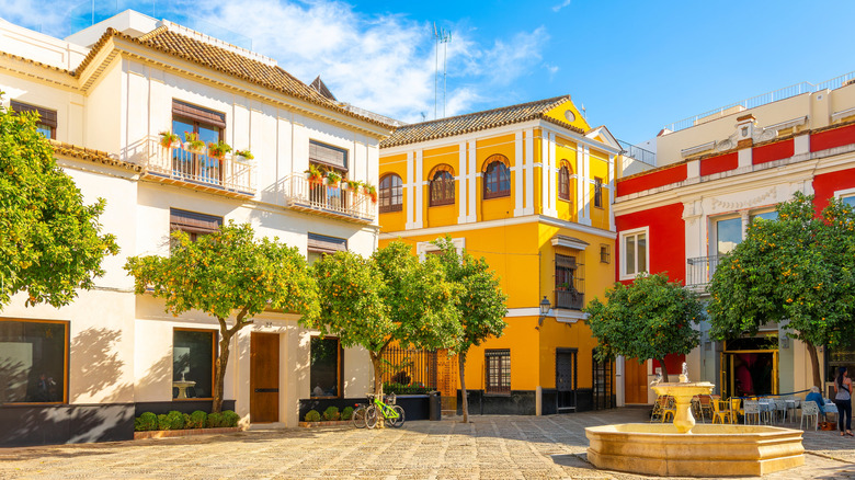 The colorful Plaza de la Alianza on a sunny day