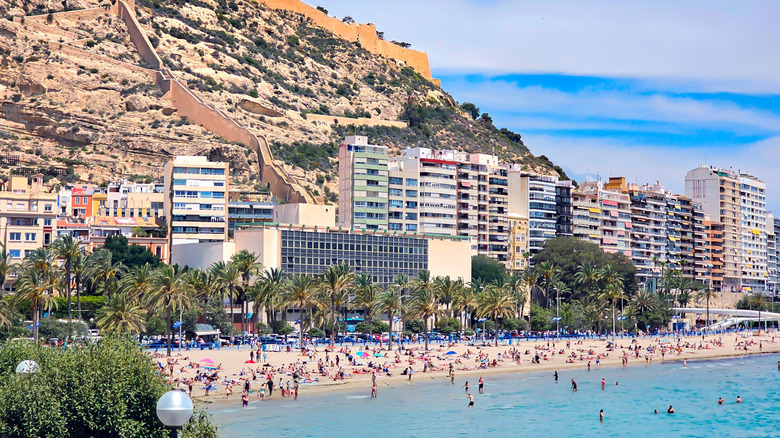 Postiguet Beach with Santa Barbara Castle in the background
