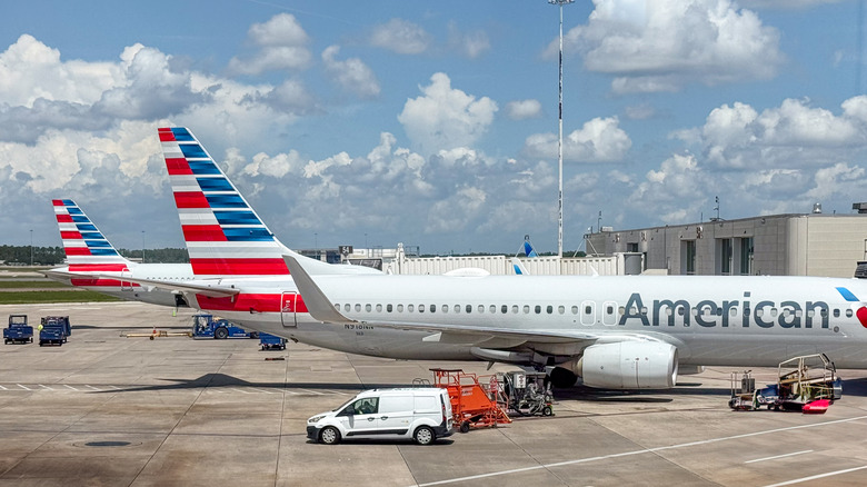 Two American Airlines planes at Washington-Dulles International Airport