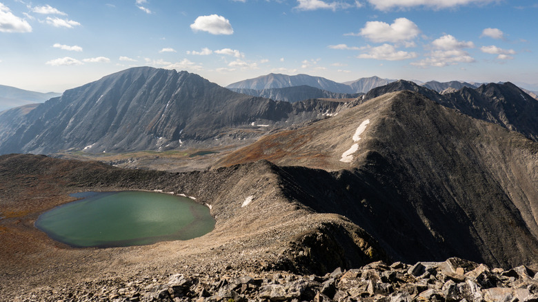 Colorado Rocky Mountains on a summer hike up Atlantic and Pacific Peaks near Breckenridge, with a small lake