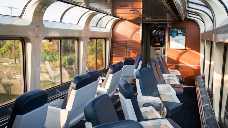 amtrak observation car with floor to cieling windows