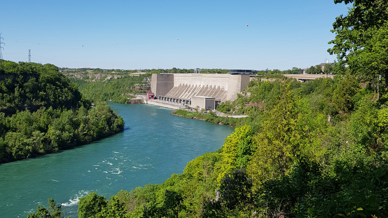 A view of a damn on the Niagara River from Devil's Hole State Park, NY.