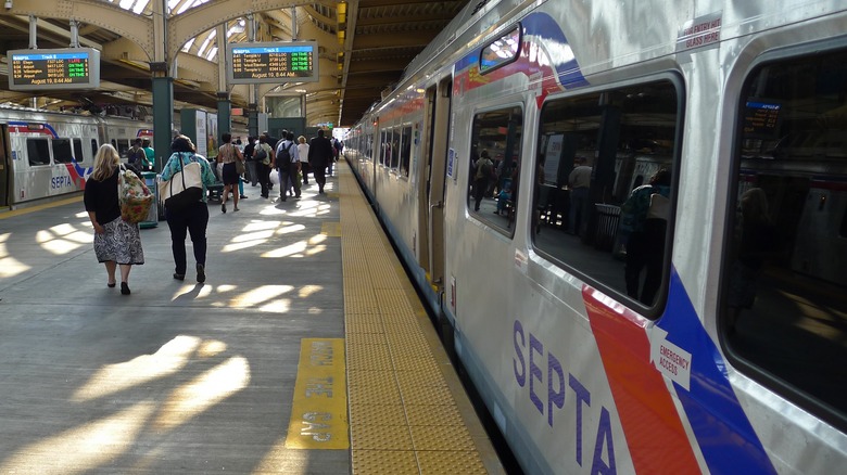 SEPTA train in Philadelphia stopped at a platform