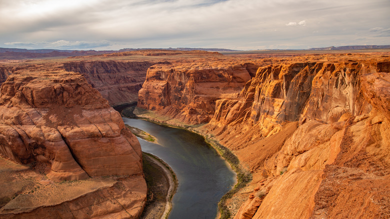 The Colorado River surrounded by canyons in Grand Canyon National Park, Arizona