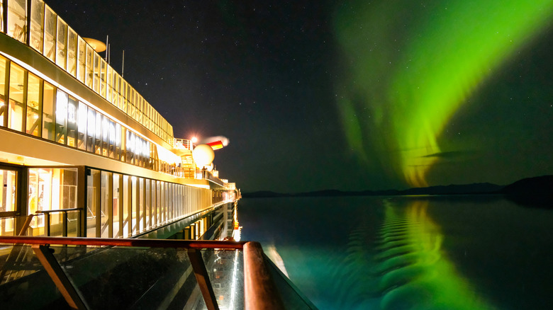 Aurora borealis as seen from the deck of the Carnival Legend cruise ship
