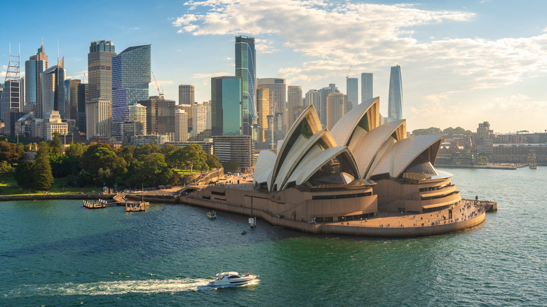 Sydney Opera House with the Sydney skyline in the background