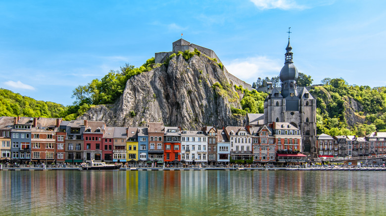 The town of Dinant and its citadel on the Meuse River