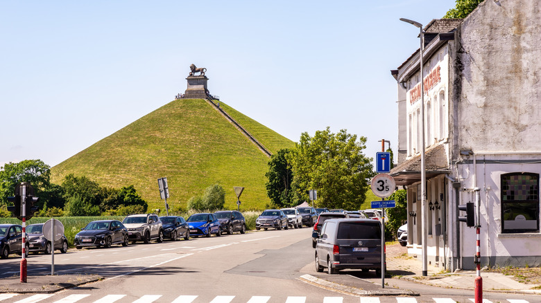The Lion's Mound memorial at the site of the Battle of Waterloo