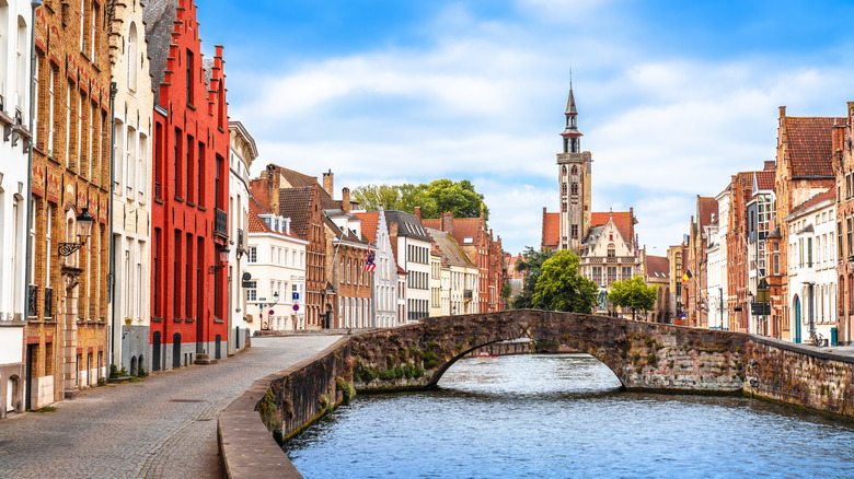 A canal and historic buildings in Bruges
