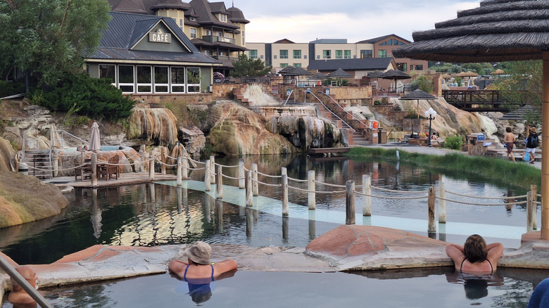 People relaxing in the hot pools of Pagosa Springs, Colorado, USA