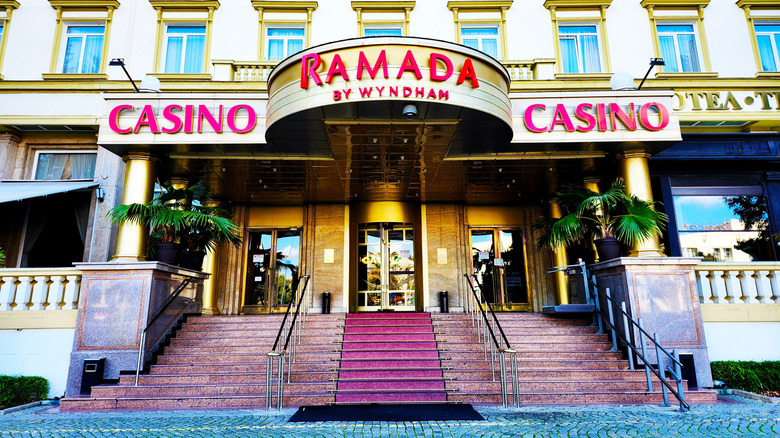 Entrance of Ramada by Wyndham hotel in Plovdiv, Bulgaria