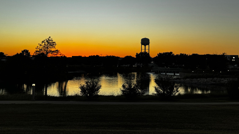 Sunset over a park in Buda, Texas