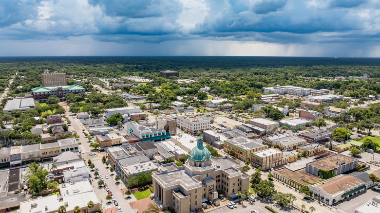 Aerial view of downtown DeLand, Florida
