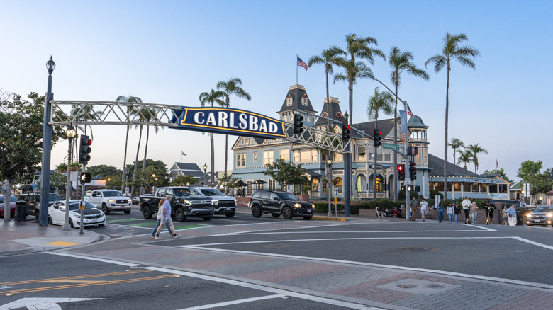 Carlsbad sign in downtown Carlsbad, California