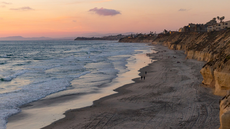 A sunset over the beach in Solana Beach, California
