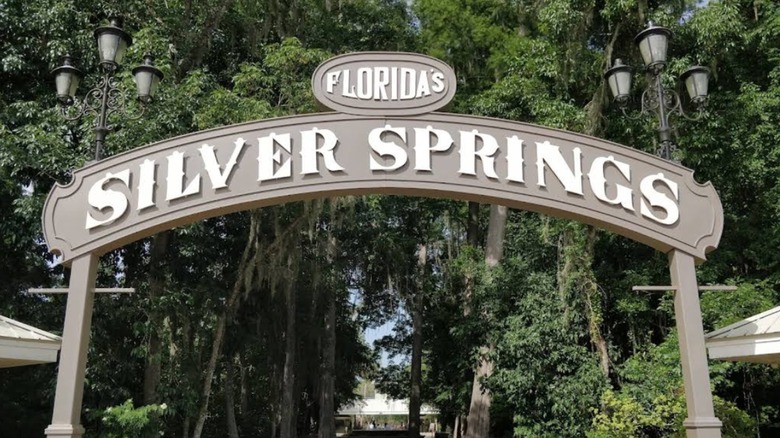 The entrance sign for Silver Springs State Park in Florida