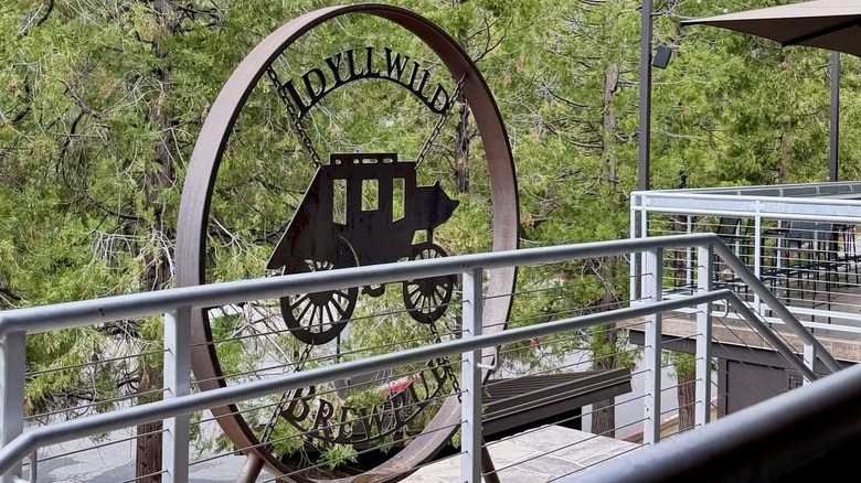 Idyllwild Brewpub metal sign outside in Idyllwild, California
