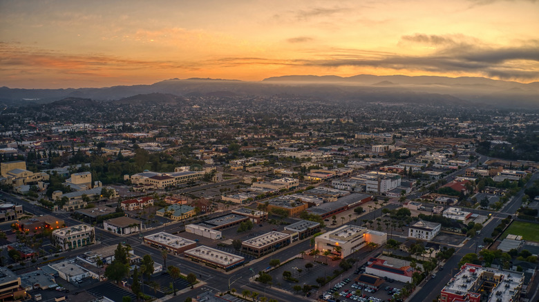 Aerial view of Escondido at dusk