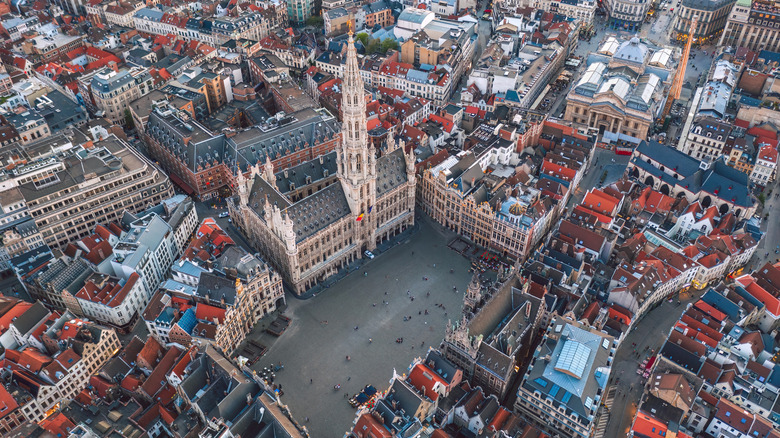 Aerial view of La Grand-Place in Brussels