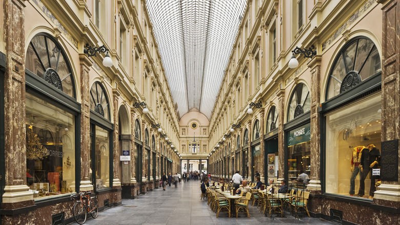 The interior of Les Galeries Saint-Hubert, Brussels