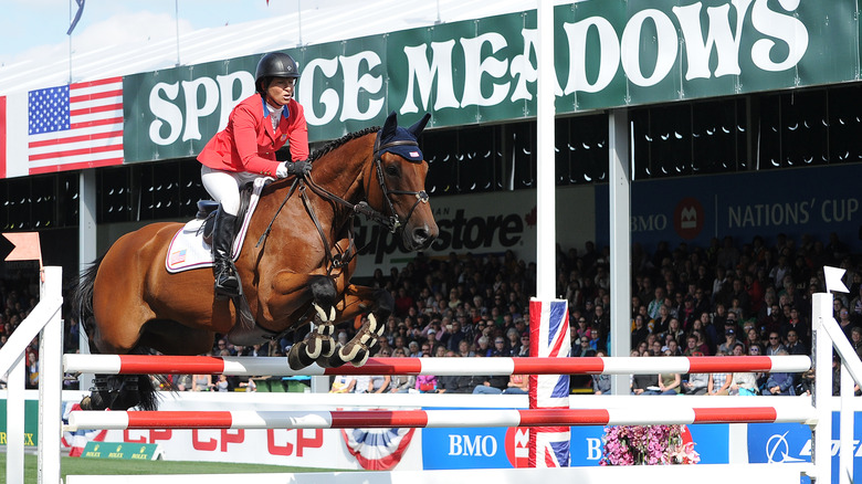A show jumping tournament at Spruce Meadows in Calgary