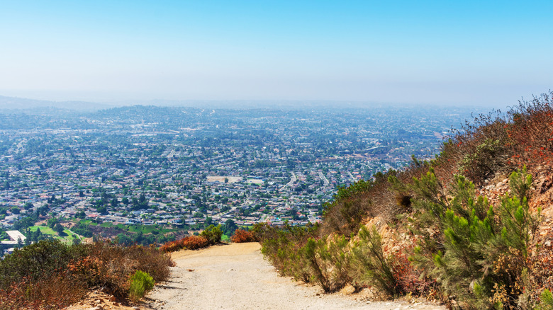 View of a cityscape from the Cowles Mountain hike in Mission Trails Regional Park