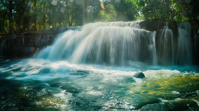 Flowing jungle cascade in Cambodia's Phnom Kulen National Park