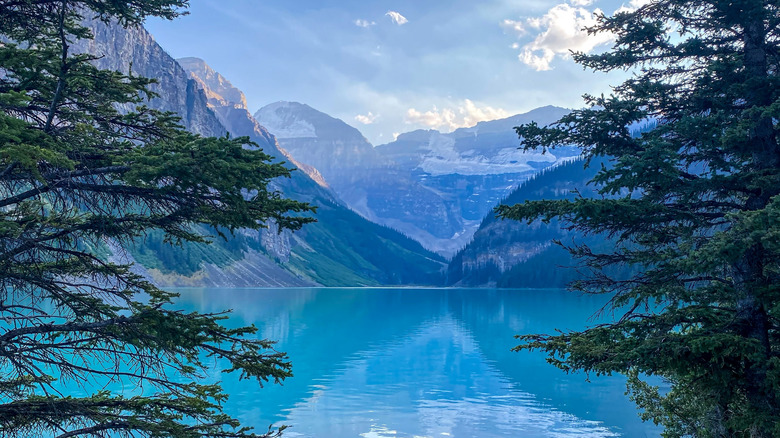Lake Louise framed by the Rocky Mountains