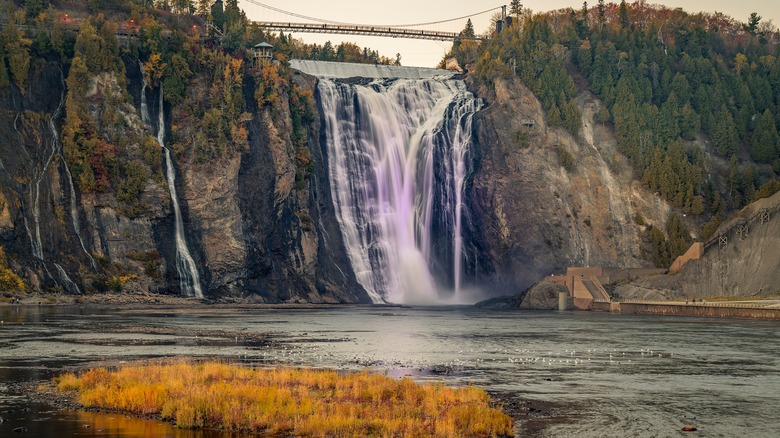 Montmorency Falls seen from below on an autumn day