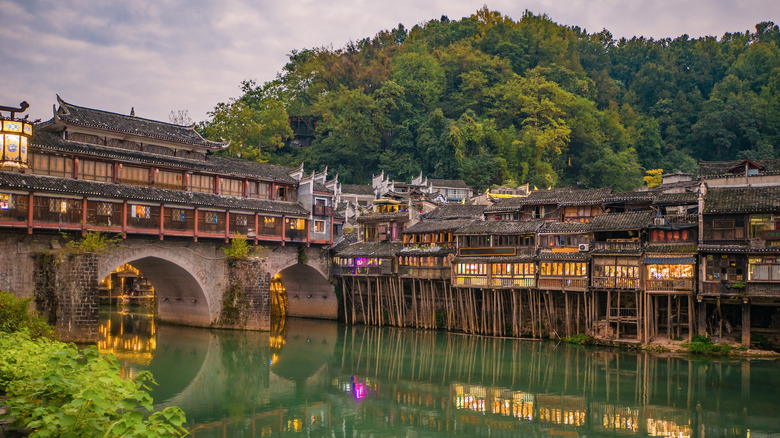 A river view of the ancient town of Fenghuang
