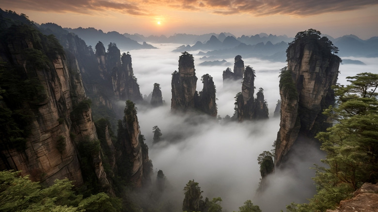 A panoramic view of Zhangjiajie National Forest Park